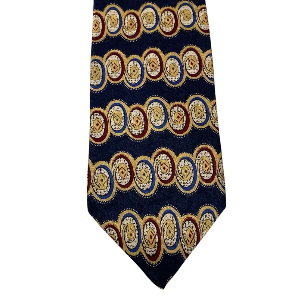 Bravini Silk Tie Quiet Luxury‎ Old Money Geometric Blue Gold Made in USA …